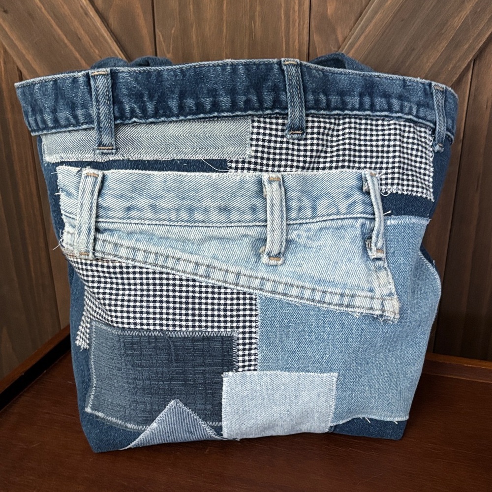 Unique Patchwork Denim Tote - image 3
